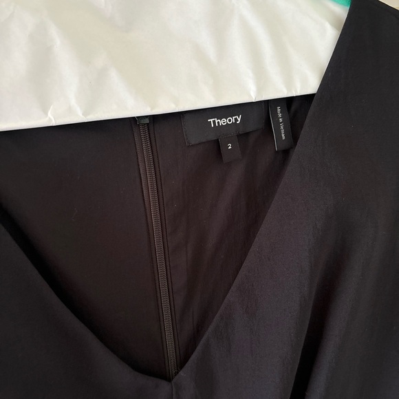 Theory Black Sheath Midi Dress V-Neck Sleeveless - Picture 3 of 4